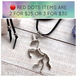 🔴Sale . Unicorn skeleton charm on black suede cord adjustable choker necklace